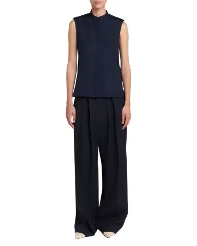 Jil Sander Ruffle-Shoulder Sleeveless Button-Down Shirt | Thumbnail 1