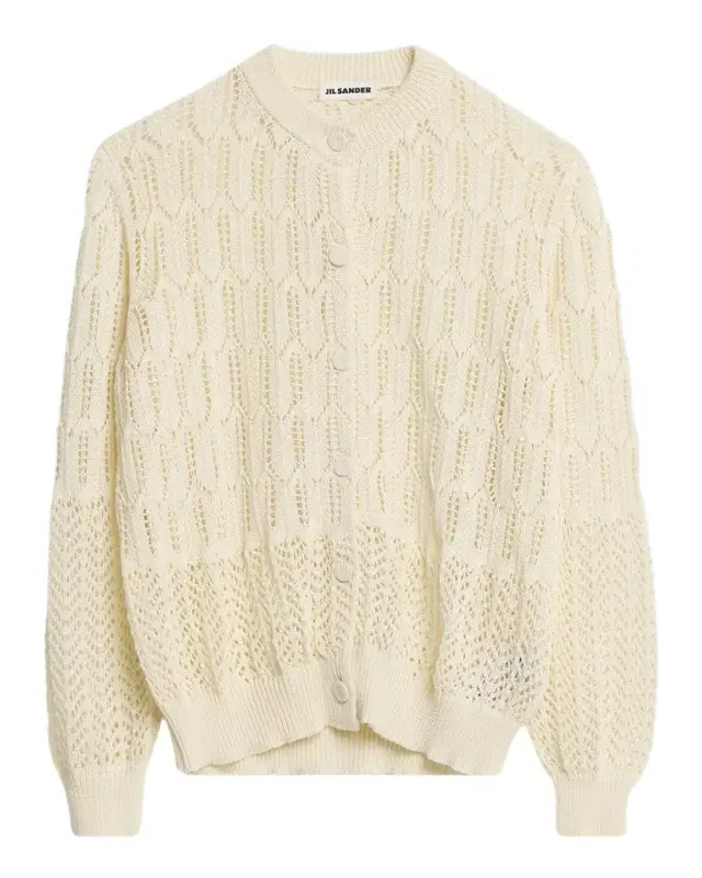 Long-Sleeve Cotton Crewneck Cardigan
