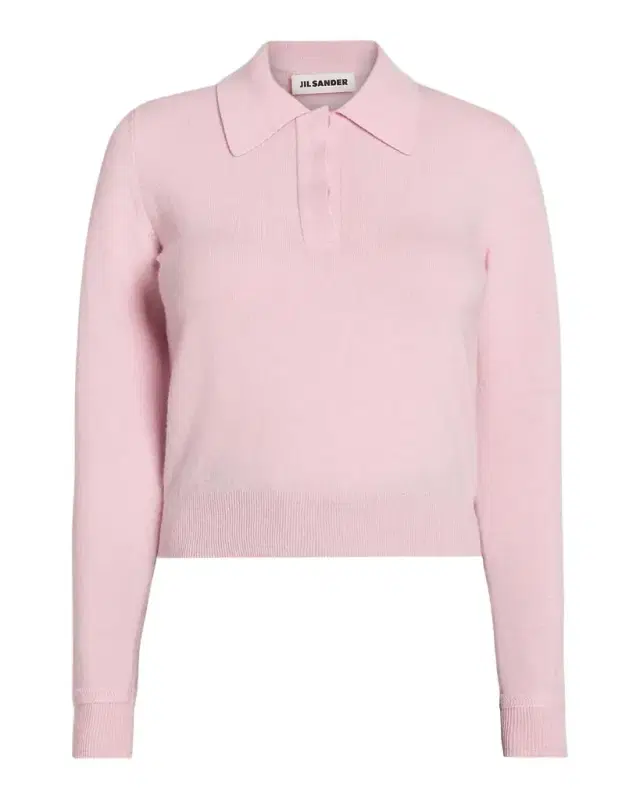 Long-Sleeve Wool Polo Sweater