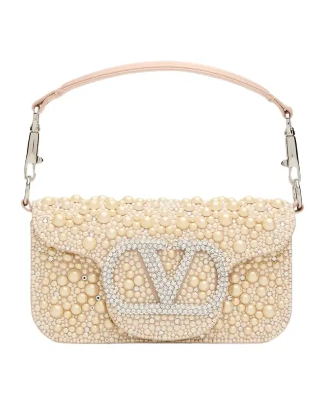 Valentino Garavani Loco Pearly Satin Shoulder Bag