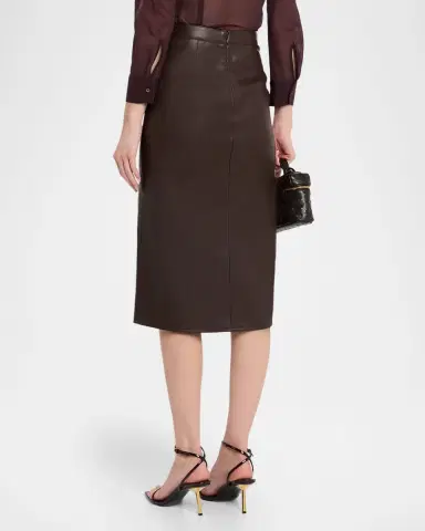 L'Agence Milann Vegan Leather Midi Skirt | Thumbnail 2 L'Agence Milann Vegan Leather Midi Skirt | Thumbnail 2