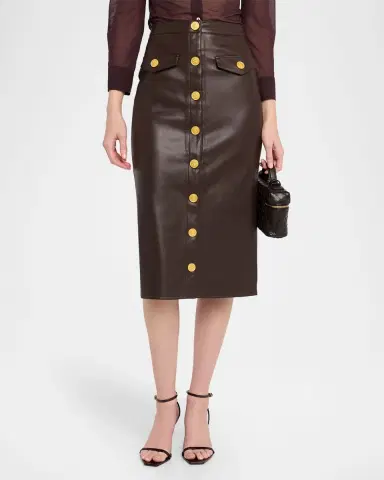 L'Agence Milann Vegan Leather Midi Skirt | Thumbnail 3 L'Agence Milann Vegan Leather Midi Skirt | Thumbnail 3