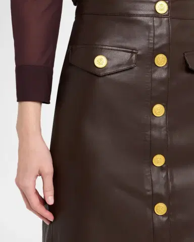 L'Agence Milann Vegan Leather Midi Skirt | Thumbnail 4 L'Agence Milann Vegan Leather Midi Skirt | Thumbnail 4