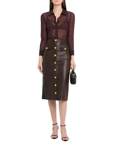 L'Agence Milann Vegan Leather Midi Skirt | Thumbnail 1 L'Agence Milann Vegan Leather Midi Skirt | Thumbnail 1