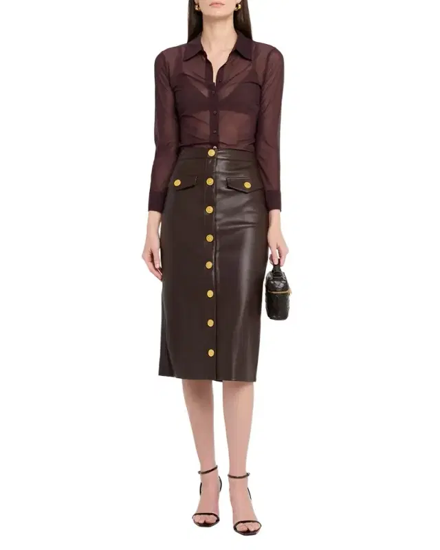 Milann Vegan Leather Midi Skirt