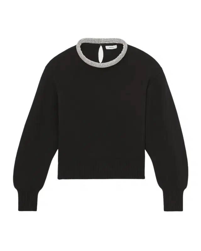 Wool-Blend Necklace-Trim Sweater