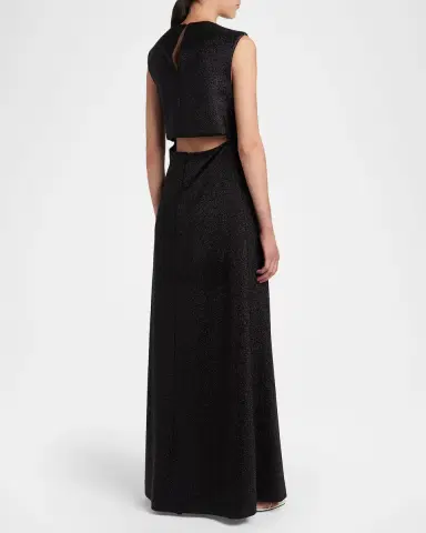 Jil Sander Metallic Velvet Slash Cutout Sleeveless Maxi Dress | Thumbnail 3