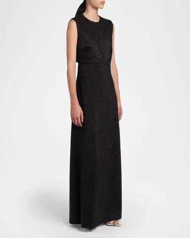 Jil Sander Metallic Velvet Slash Cutout Sleeveless Maxi Dress | Thumbnail 4