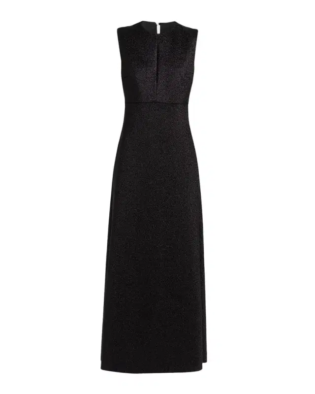 Metallic Velvet Slash Cutout Sleeveless Maxi Dress