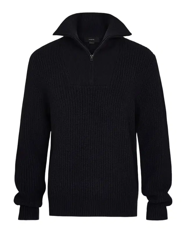 Men 's Heirloom Shaker Wool-Cashmere Quarter-Zip Sweater