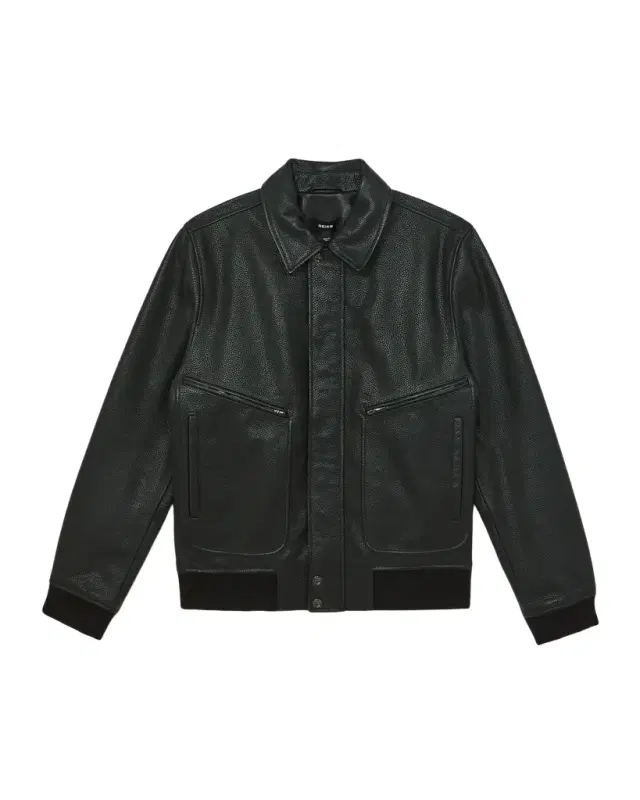 Reiss en 's Purleigh Grained Leather Full-Zip Jacket