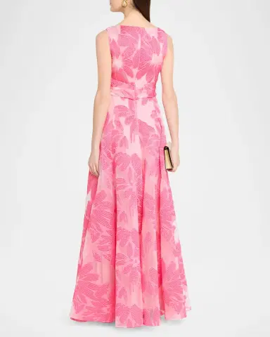 Talbot Runhof Floral Fil Coupe Sleeveless A-Line Evening Gown | Thumbnail 3 Talbot Runhof Floral Fil Coupe Sleeveless A-Line Evening Gown | Thumbnail 3