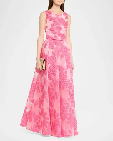 Talbot Runhof Floral Fil Coupe Sleeveless A-Line Evening Gown | Thumbnail 4 Talbot Runhof Floral Fil Coupe Sleeveless A-Line Evening Gown | Thumbnail 4