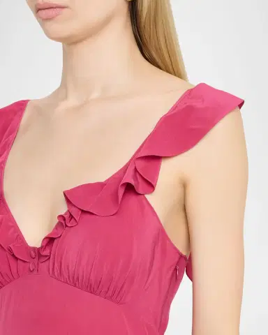 Chloé Ruffle V-Neck Empire Midi Dress | Thumbnail 4 Chloé Ruffle V-Neck Empire Midi Dress | Thumbnail 4