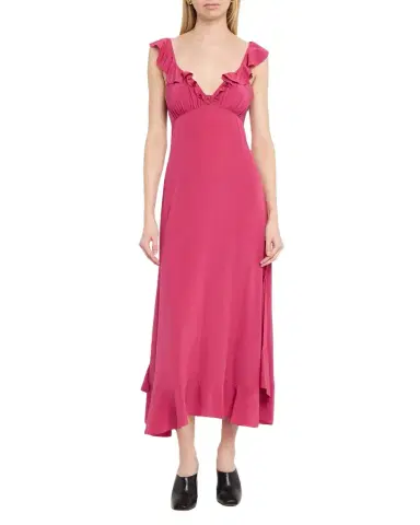 Chloé Ruffle V-Neck Empire Midi Dress | Thumbnail 1 Chloé Ruffle V-Neck Empire Midi Dress | Thumbnail 1