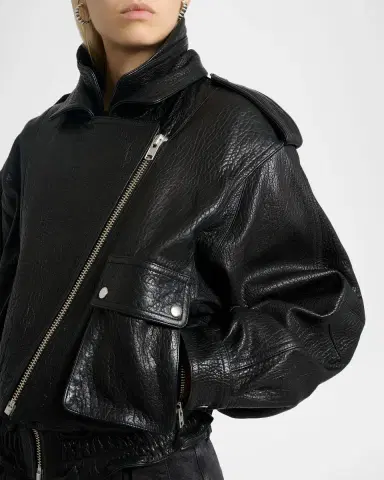 Isabel Marant Aneli Double-Collar Leather Bomber Jacket | Thumbnail 5 Isabel Marant Aneli Double-Collar Leather Bomber Jacket | Thumbnail 5