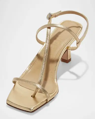 aeyde 65mm Elise Metallic Nappa Leather Sandals | Thumbnail 2