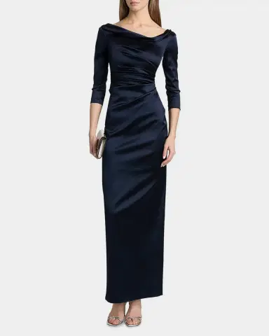 Talbot Runhof Gathered Satin Gown | Thumbnail 4