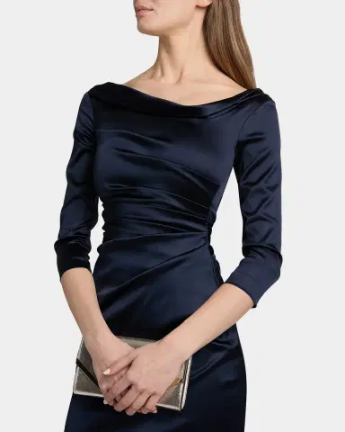 Talbot Runhof Gathered Satin Gown | Thumbnail 6