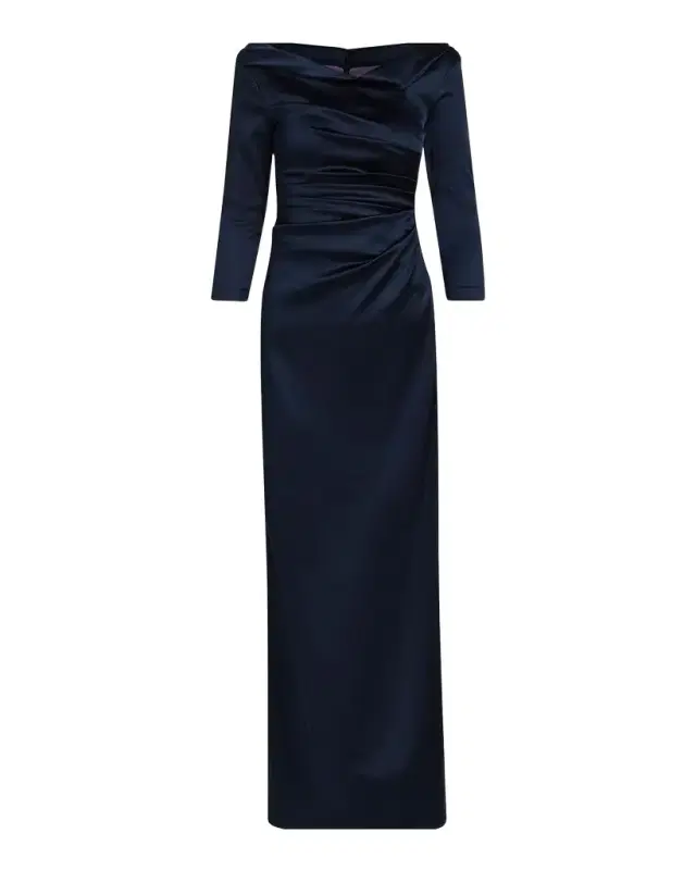 Talbot Runhof Gathered Satin Gown