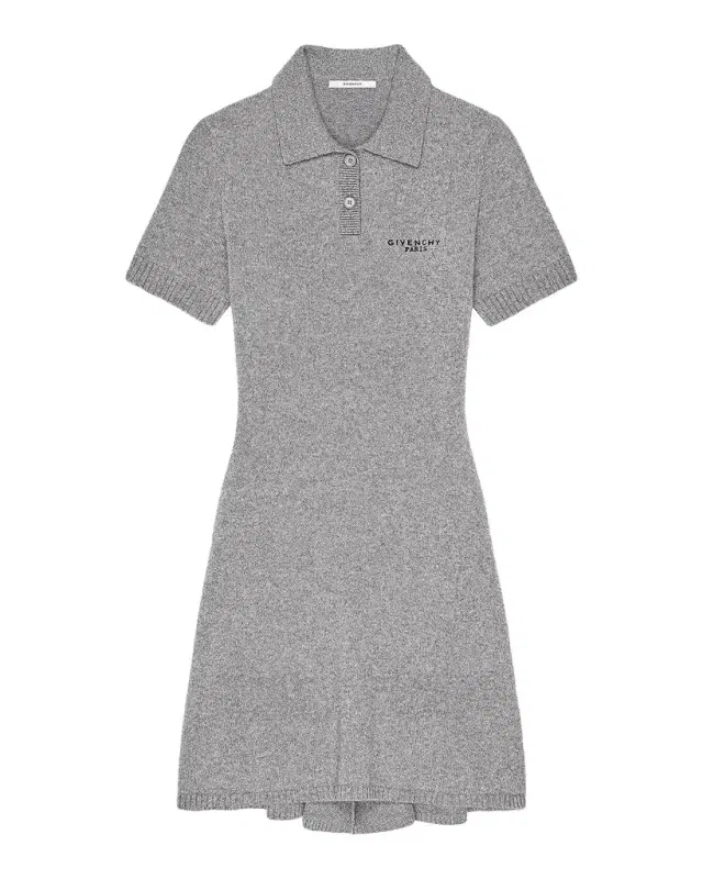 Wool-Cashmere Knit A-Line Mini Polo Dress