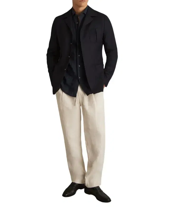 Men 's Wool-Blend Slim-Fit Navy Jacket