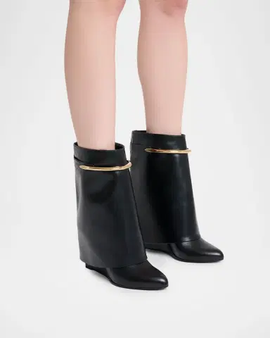 Givenchy Shark Pinch Draped Leather Wedge Ankle Boots | Thumbnail 2 Givenchy Shark Pinch Draped Leather Wedge Ankle Boots | Thumbnail 2