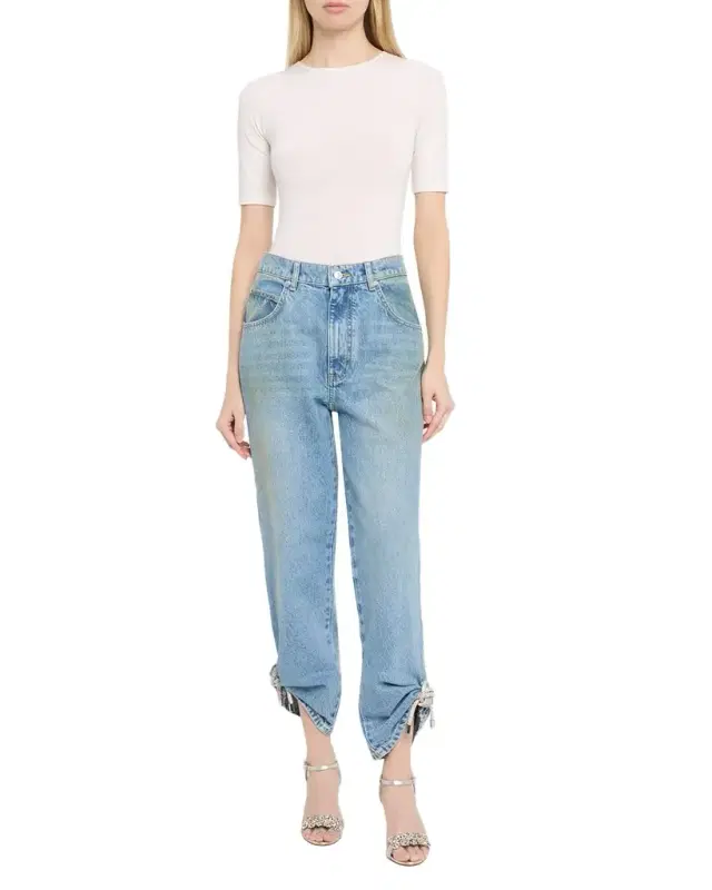 Crystal Knot Straight-Leg Ankle Jeans