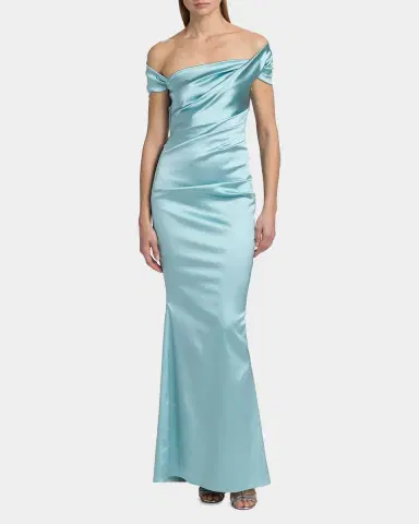 Talbot Runhof Draped Satin Duchesse Off-The-Shoulder Mermaid Gown | Thumbnail 4 Talbot Runhof Draped Satin Duchesse Off-The-Shoulder Mermaid Gown | Thumbnail 4