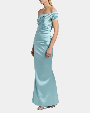 Talbot Runhof Draped Satin Duchesse Off-The-Shoulder Mermaid Gown | Thumbnail 7 Talbot Runhof Draped Satin Duchesse Off-The-Shoulder Mermaid Gown | Thumbnail 7