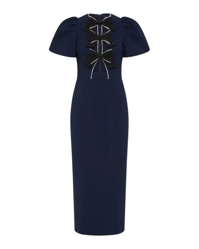 REBECCA VALLANCE Nemy Bow-Embellished Cutout Crepe Midi Dress