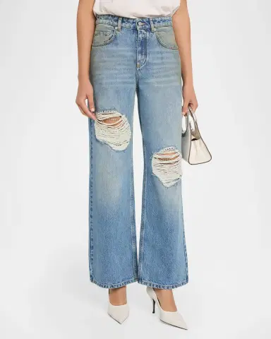 AREA Crystal Fray Relaxed-Leg Jeans | Thumbnail 4