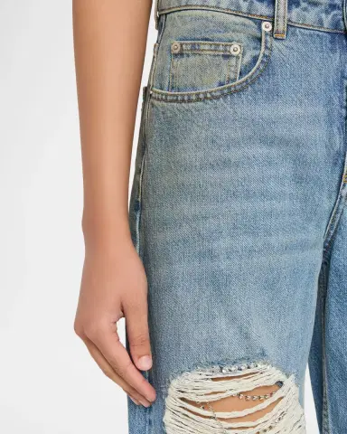 AREA Crystal Fray Relaxed-Leg Jeans | Thumbnail 5
