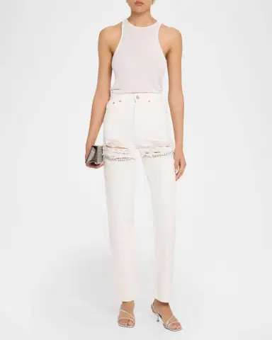 AREA Crystal Fray Slim-Leg Jeans | Thumbnail 2