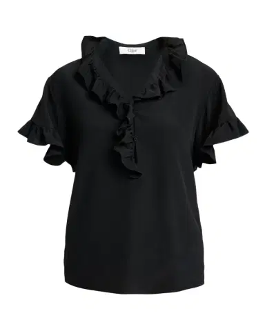 Chloé Ruffle Short-Sleeve Silk Crepe De Chine Top | Thumbnail 1