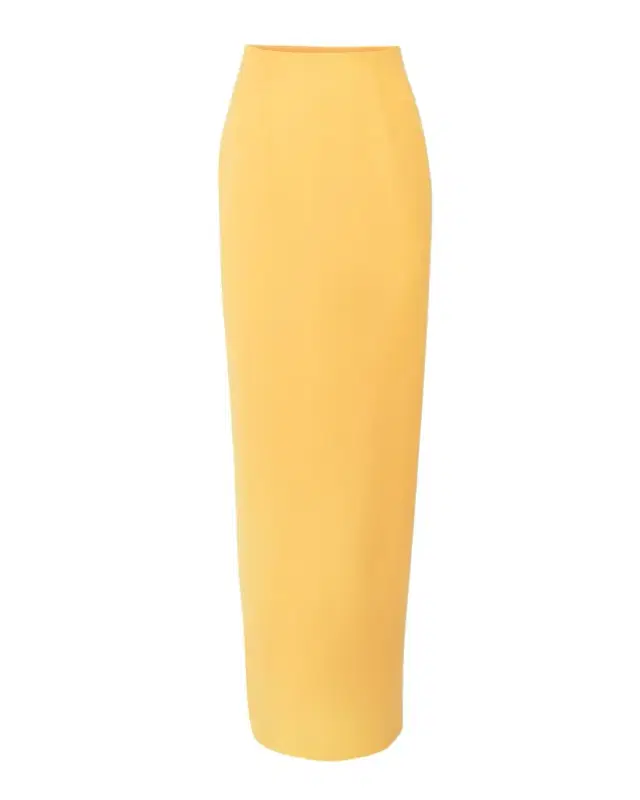 Wool-Stretch Maxi Column Skirt