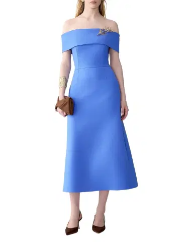 Carolina Herrera Off-Shoulder A-Line Midi Dress | Thumbnail 1 Carolina Herrera Off-Shoulder A-Line Midi Dress | Thumbnail 1