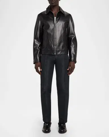 Givenchy Men's Leather Full-Zip Biker Jacket | Thumbnail 2 Givenchy Men's Leather Full-Zip Biker Jacket | Thumbnail 2
