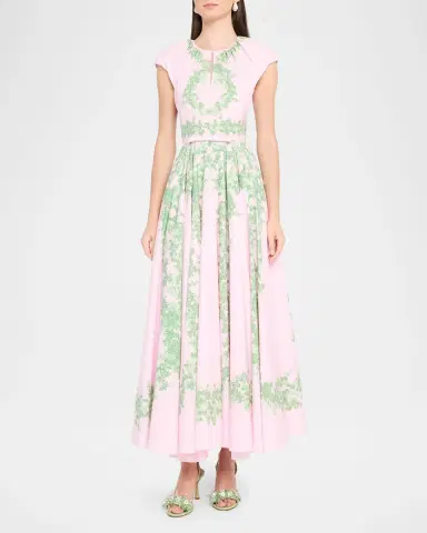 Giambattista Valli Garland Cotton Gathered Cap-Sleeve Maxi Dress | Thumbnail 2 Giambattista Valli Garland Cotton Gathered Cap-Sleeve Maxi Dress | Thumbnail 2