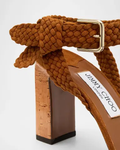 Jimmy Choo Rori 85 Suede Braided-Strap Sandals | Thumbnail 5