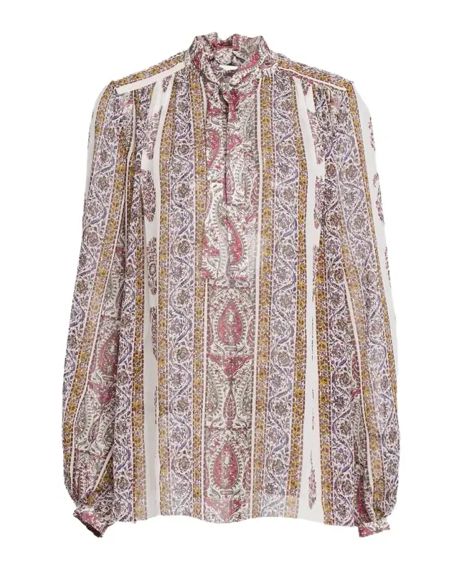 Paisley Silk Neck-Tie Blouse