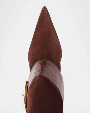 Schutz Beatrix Suede Knee-High Boots with Croc-Embossed Buckle | Thumbnail 4 Schutz Beatrix Suede Knee-High Boots with Croc-Embossed Buckle | Thumbnail 4