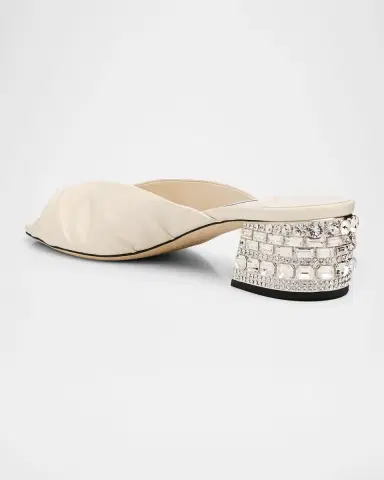 Jimmy Choo Mala 45 Shiny Leather Embellished Block-Heel Sandals | Thumbnail 4