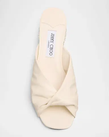 Jimmy Choo Mala 45 Shiny Leather Embellished Block-Heel Sandals | Thumbnail 6