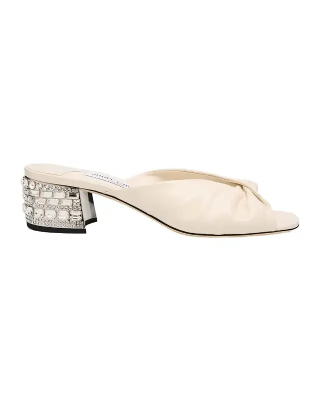 Mala 45 Shiny Leather Embellished Block-Heel Sandals