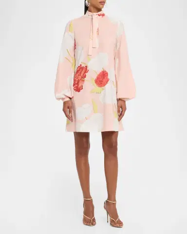 Giambattista Valli Floral-Print Cotton Balloon-Sleeve Mini Shirtdress | Thumbnail 4 Giambattista Valli Floral-Print Cotton Balloon-Sleeve Mini Shirtdress | Thumbnail 4