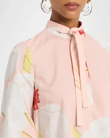 Giambattista Valli Floral-Print Cotton Balloon-Sleeve Mini Shirtdress | Thumbnail 5 Giambattista Valli Floral-Print Cotton Balloon-Sleeve Mini Shirtdress | Thumbnail 5