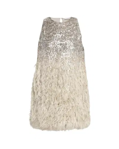 Brunello Cucinelli Degrade Feather Sequined Fil Coupe Mini Dress | Thumbnail 1