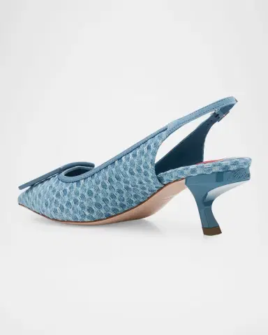 Roger Vivier 55mm Virgule Bordo Denim Slingback Pumps | Thumbnail 2