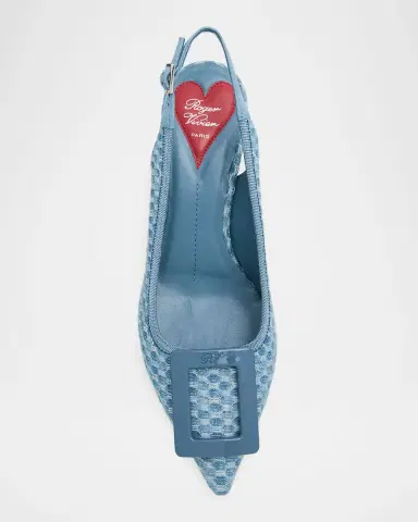Roger Vivier 55mm Virgule Bordo Denim Slingback Pumps | Thumbnail 4
